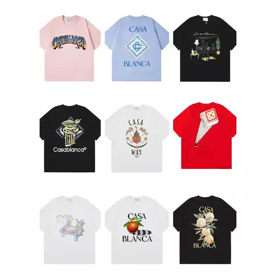Casablanca 25 Spring and Summer New Model Fantasy Gate Starry Sky Castle Advertising Logo Short-Sleeved Couple T-Shirt