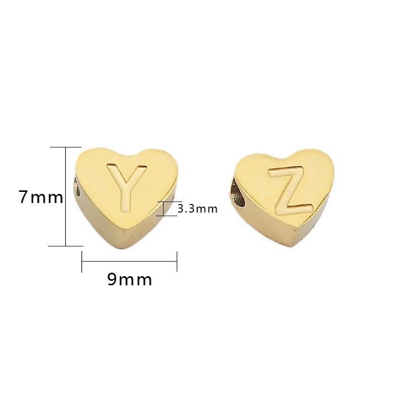 Cross-border Hot Sale Love Heart Corrosion English Letter Pendant 26 Letters Titanium Steel Necklace Heart-shaped Clavicle Chain