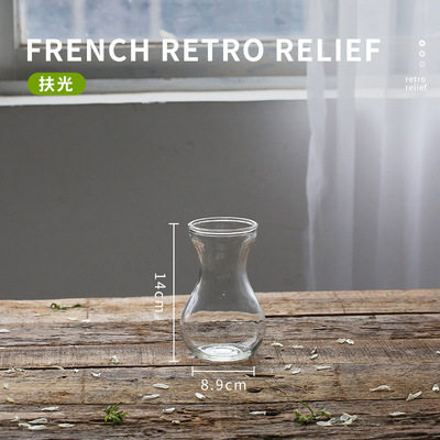 跨境热销复古玻璃花瓶插画高级感香薰瓶 透明ins风摆件小花瓶套装
