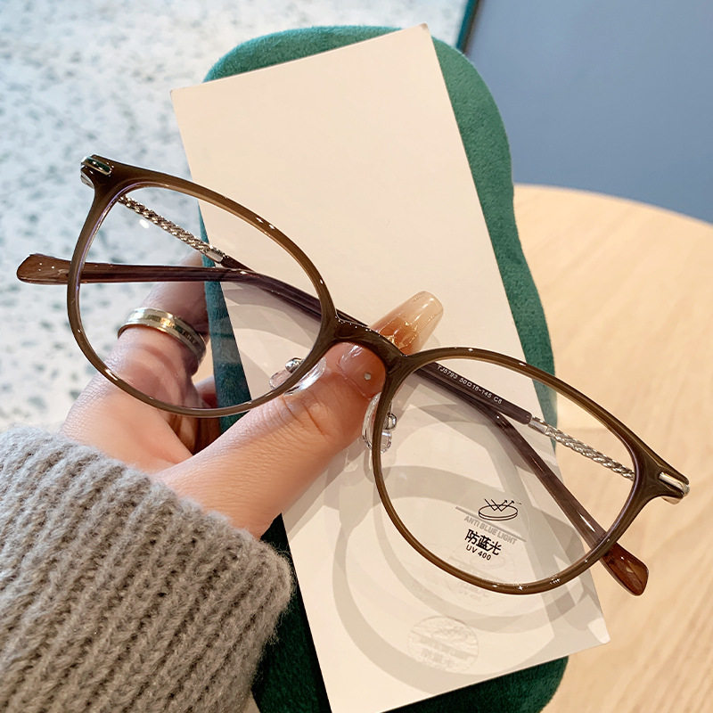 Black Frame Advanced Sense Glasses Women's Power-adjustable Myopia Lenses Anti-blue Light Eye Frame Large Face Display