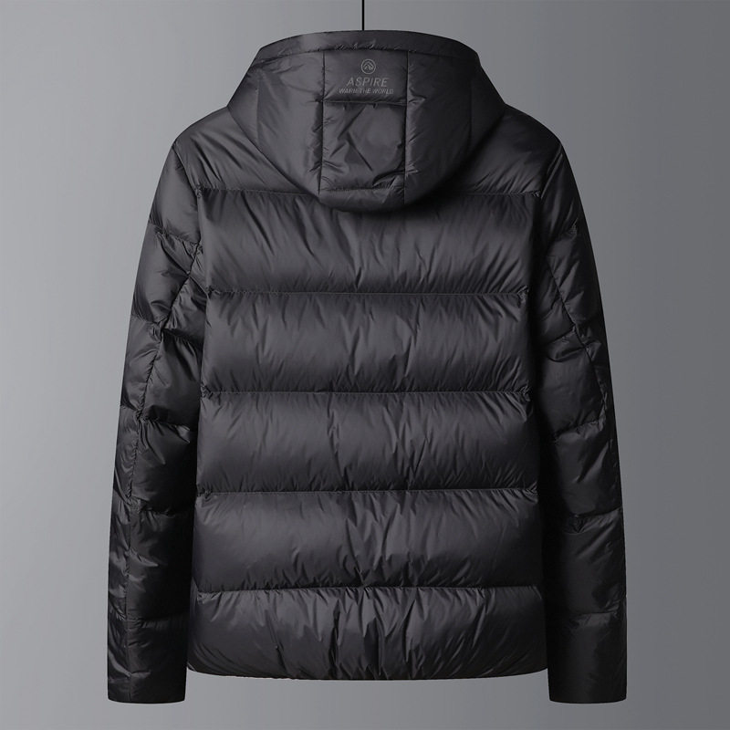 Winter New Simple All-match Hooded Down Jacket Men's Thickened Middle-aged and Young People's Cold-proof Warm Fashionable Bread Down Jacket