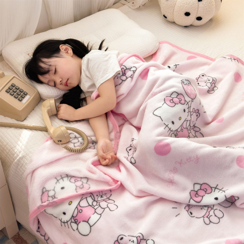 2025 New Sanrio Children's Blanket Milk Velvet Coral Velvet Blanket but Double Blanket Office Lunch Break Blanket