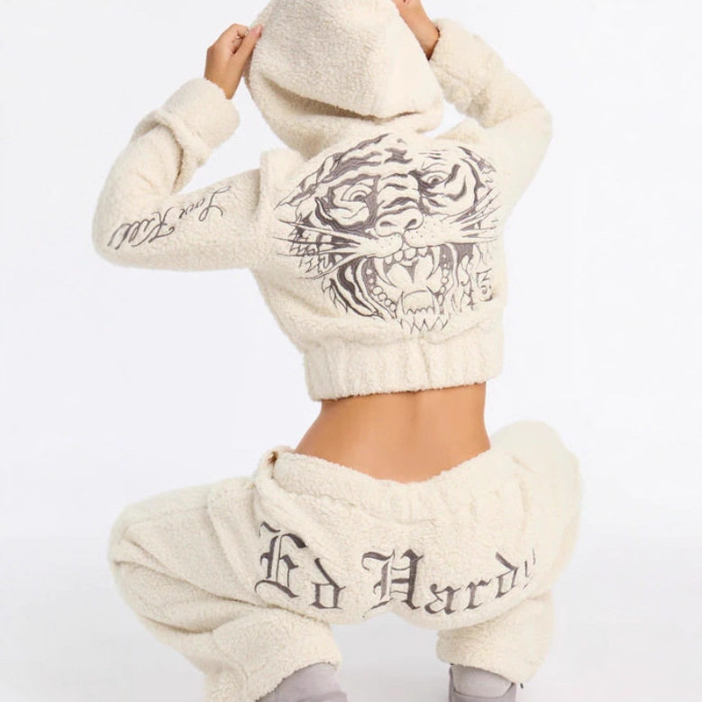 Womens Plush Hoodie Tracksuit Embroidered Zipper Pockets Casual Style Perfect for Everyday Wear Wholesale Available