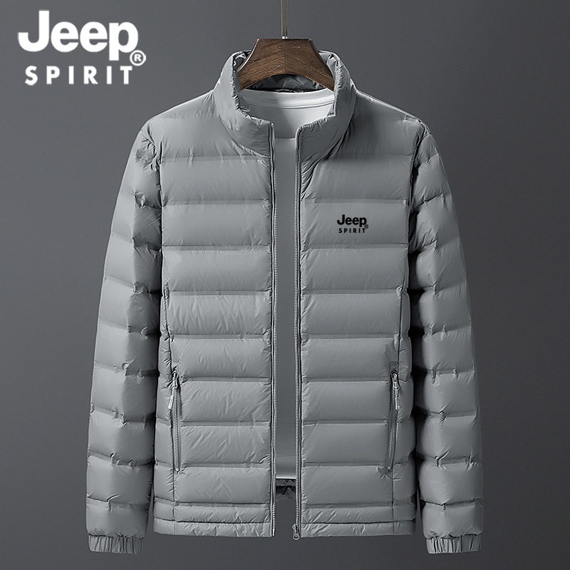 JEEP SPIRIT Lightweight Down Jacket Men's Short Autumn and Winter New Loose Large Size Warm White Duck Down Jacket for Men