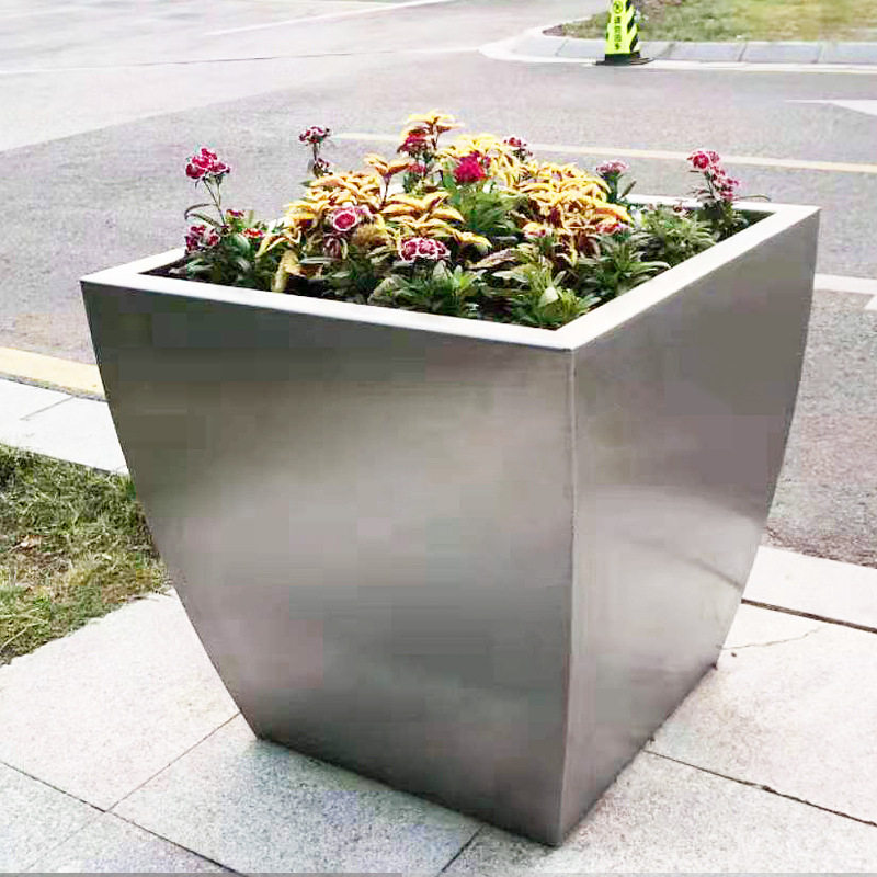 Stainless Steel Flower Boxes, Outdoor Flower Beds, Outdoor Municipal Square Rectangular Iron Flower Troughs, Courtyard Combination Flower Racks