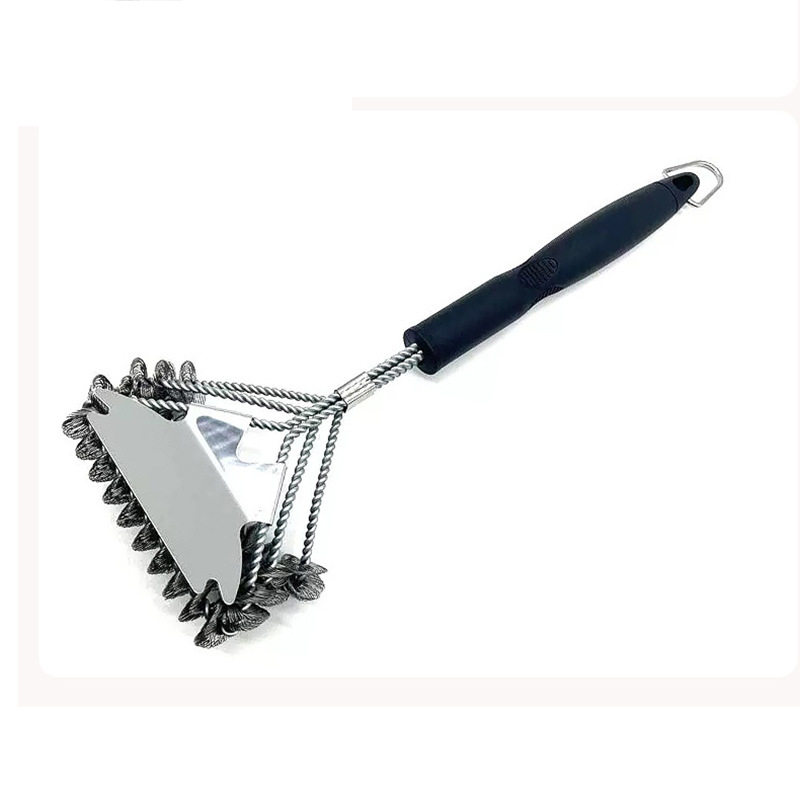 Cross-Border New Barbecue Tool Cleaning Brush Spring Brush Head Wire Brush Barbecue Grill Net Barbecue Grill Cleaning Brush