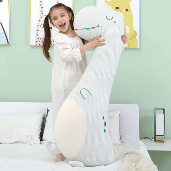Pure Cotton Dinosaur Kidsren's Pillow for Sleeping, Cartoon Adult Leg-Clamping Side Sleeping Artifact, Bed Strip Pillow, Removable and Washable