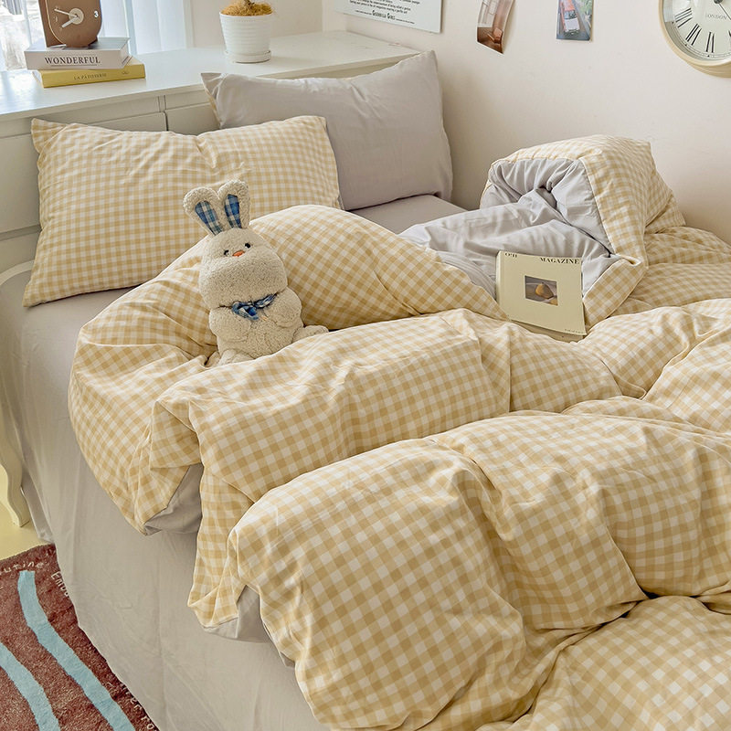 ミニグリッド-コーヒーグレー [肌に優しく、裸で寝ることができます]