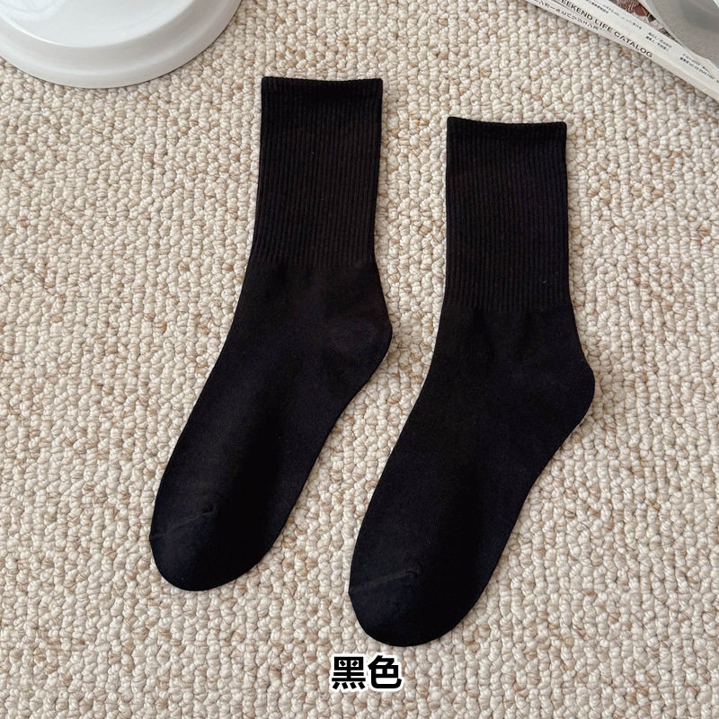 彩色袜子女长筒袜四季款ins潮流糖果色马卡龙中筒袜学生运动棉袜