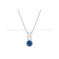 Three-diamond white gold blue diamond necklace