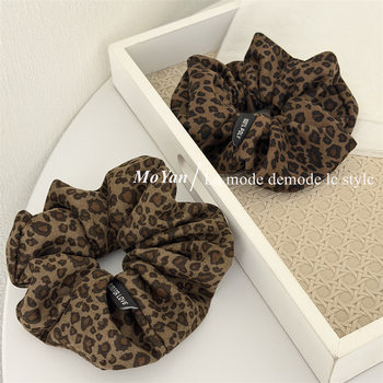 High-End Leopard Print Scrunchie Fashion Retro Ponytail Hair Tie Stylish Versatile Bun Hair Rope Hair Flower