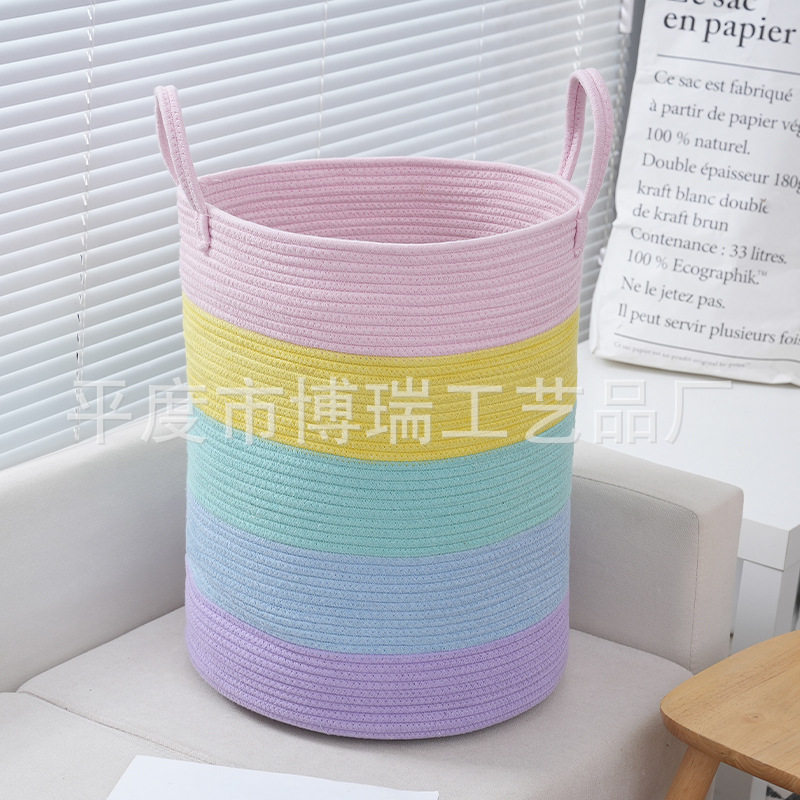 Cross-border Large Cotton Rope Storage Basket Modern Simple Cloakroom Living Room Sundries Storage Basket Children's Toy Storage Basket