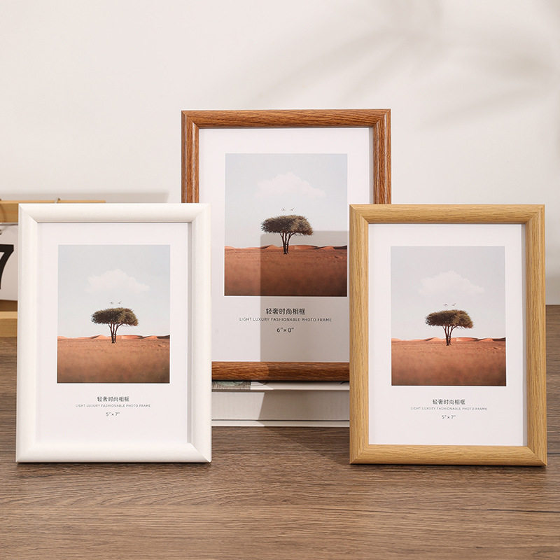 Photo Frame 6inch Empty Frame Display Stand with a High-End Feel 10inch A4 Creative Simple Arc-Shaped Wooden Puzzle Picture Frame