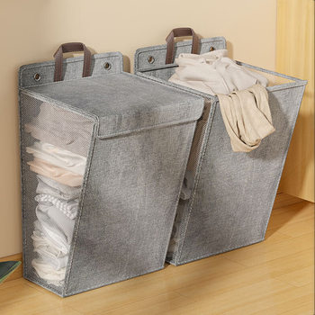 Household folding dirty clothes basket dormitory multi-functional finishing storage frame bathroom dirty clothes basket wall-mounted dirty clothes basket wholesale
