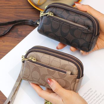 European and American exquisite coin purse three zipper multi-functional mini hand wallet clutch popular online high-end printing