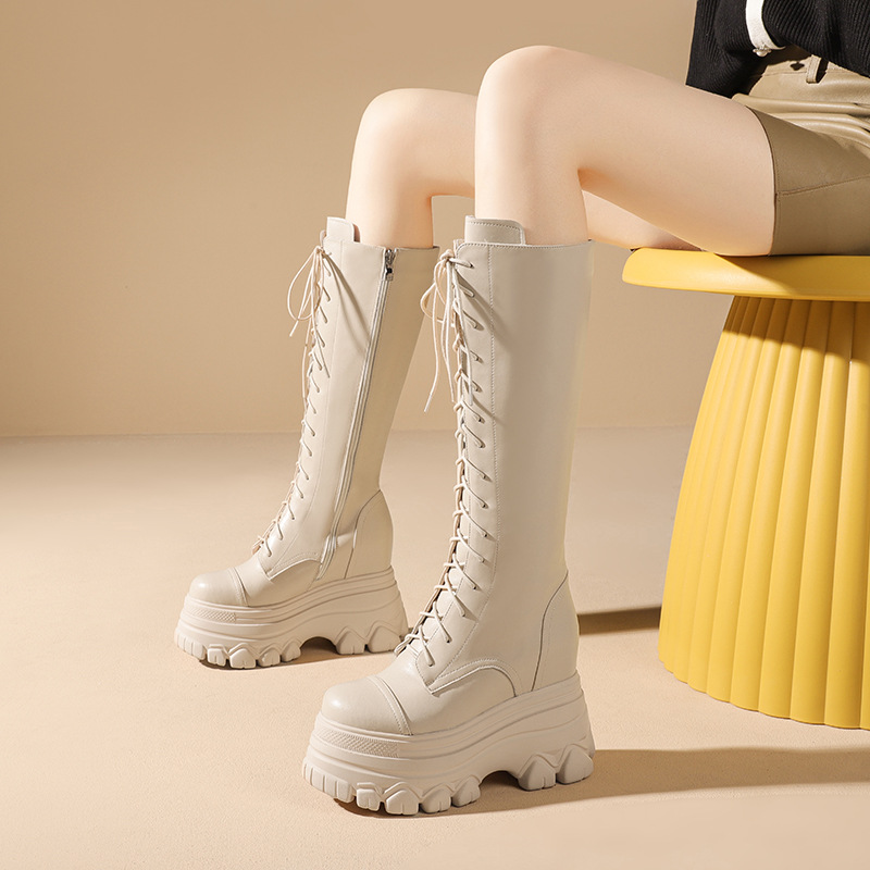 Cao Gót Nữ Cao 12cm Cổ Cao Qua Gối Hàng Mùa Xuân Thu Đông Phục Cổ Cổ Điển