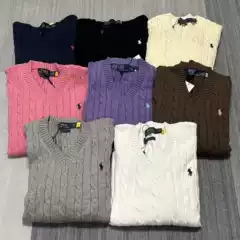 Original Foreign Trade Autumn and Winter V-Neck Cable Knit Embroidered Wool Sweater for Women and Men Casual Cable Knit Sweater