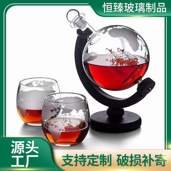 Manufacturer's Ready-Made Globe Wine Bottle Glass Decanter Built-In Sailboat Whiskey Bottle Wine Dispenser Gift Set