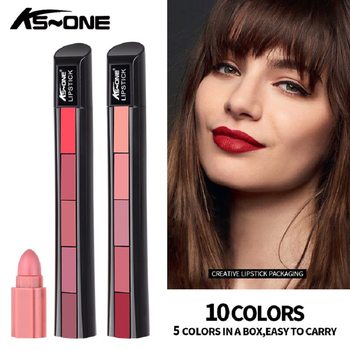 Foreign trade KSONE matte 5-color lipstick combination 5-section matte velvet color is not easy to touch the cup lip gloss lipstick