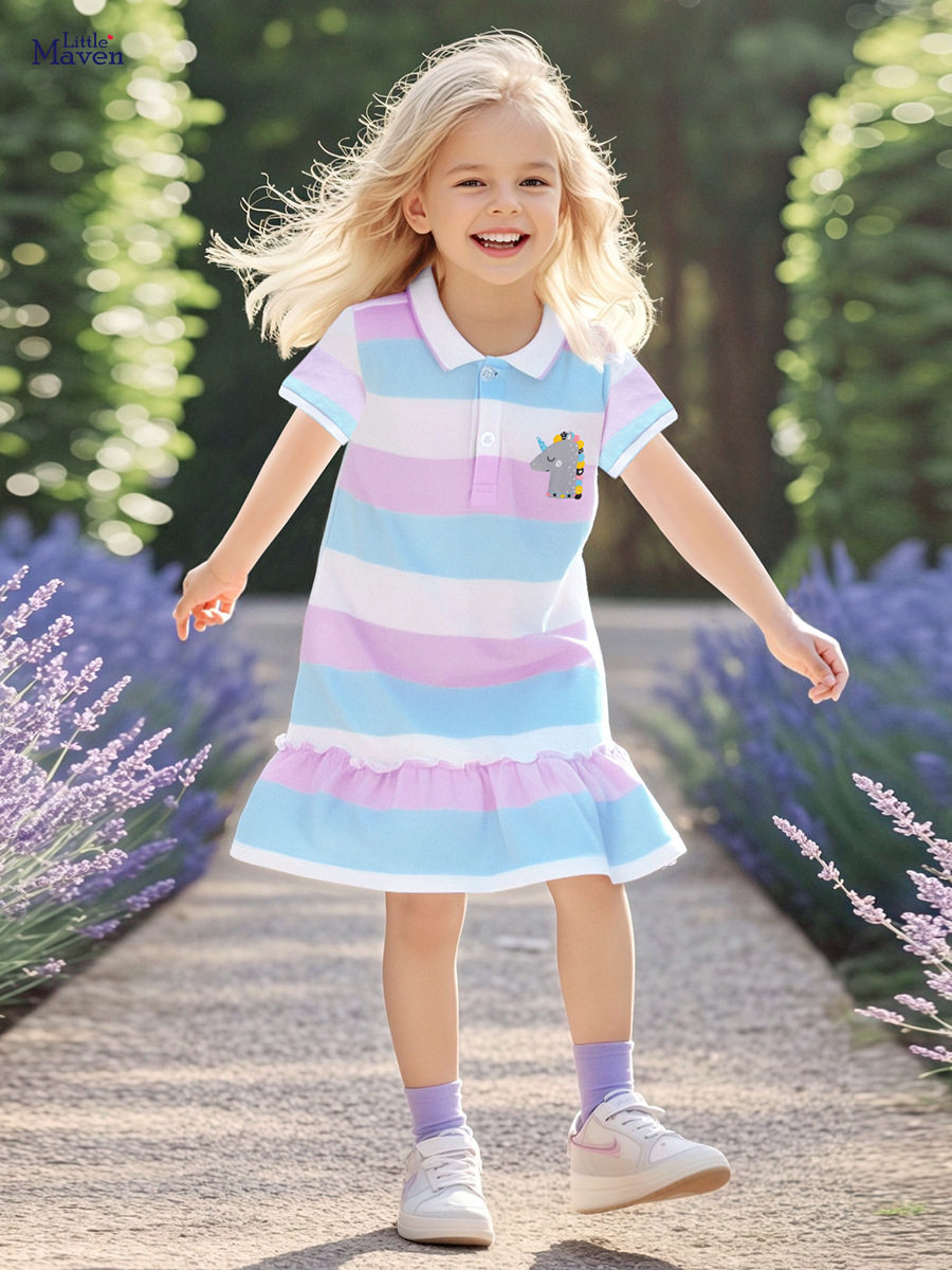 Girls' Dress, Summer Cartoon Short-sleeve Kids' Skirt, [Style] Baby Skirt