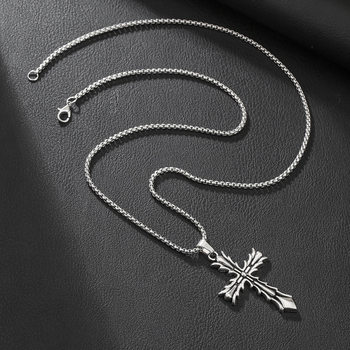 European and American Popular Thorn Cross Retro Hip-Hop Necklace Halloween Gift Cross-Border Supply Sweater Chain Wholesale