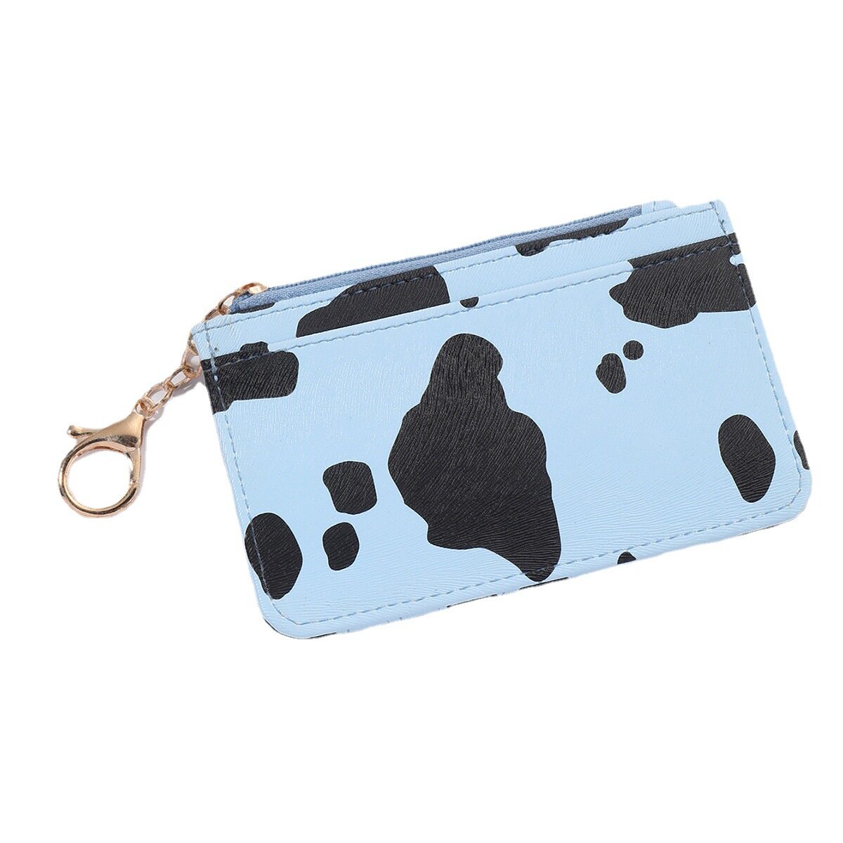 Amazon Cross-Border Cow Print Card Holder, Fashionable and Unique Small Wallet, Pu Keychain, Credit Card Coin Purse, Diamond Pattern