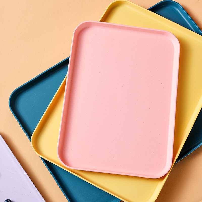 Nordic Ins Wheat Straw Tray Household Color Plate Commercial Barbecue Skewers Dish Plate Large Plastic Tea Plate