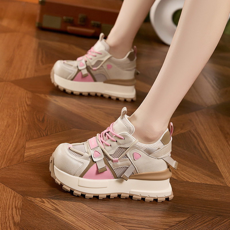 Giày sneaker nữ chạy bộ mesh thoáng khí đế dày Dexun 2026 — Lưới đơn hồng, Lưới đơn xanh, Lưới đơn xám