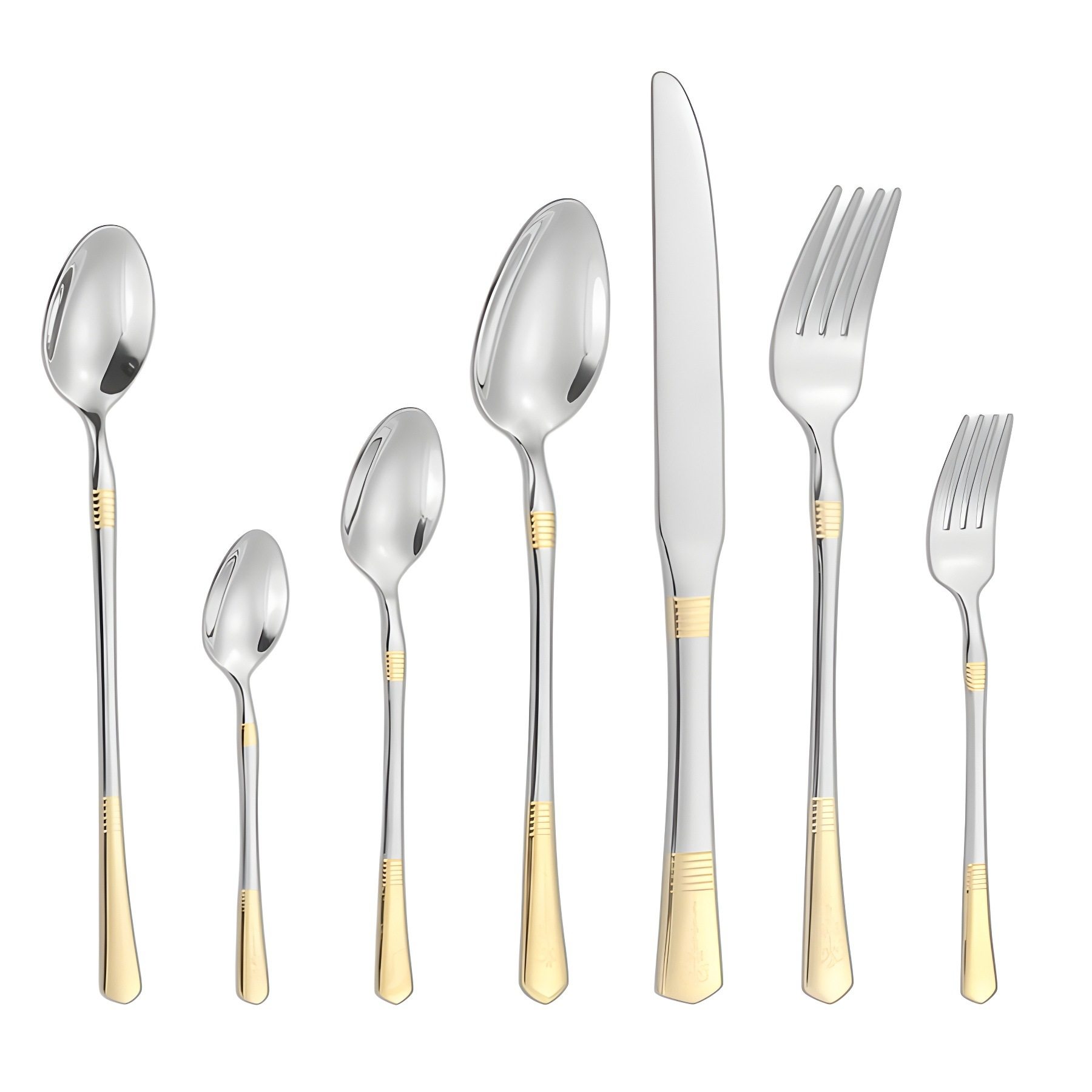 Stainless Steel Crown Vintage Single Line Pattern Knife and Fork Spoon Western Steak Knife and Fork Tableware suit Ice Spoon Coffee Spoon