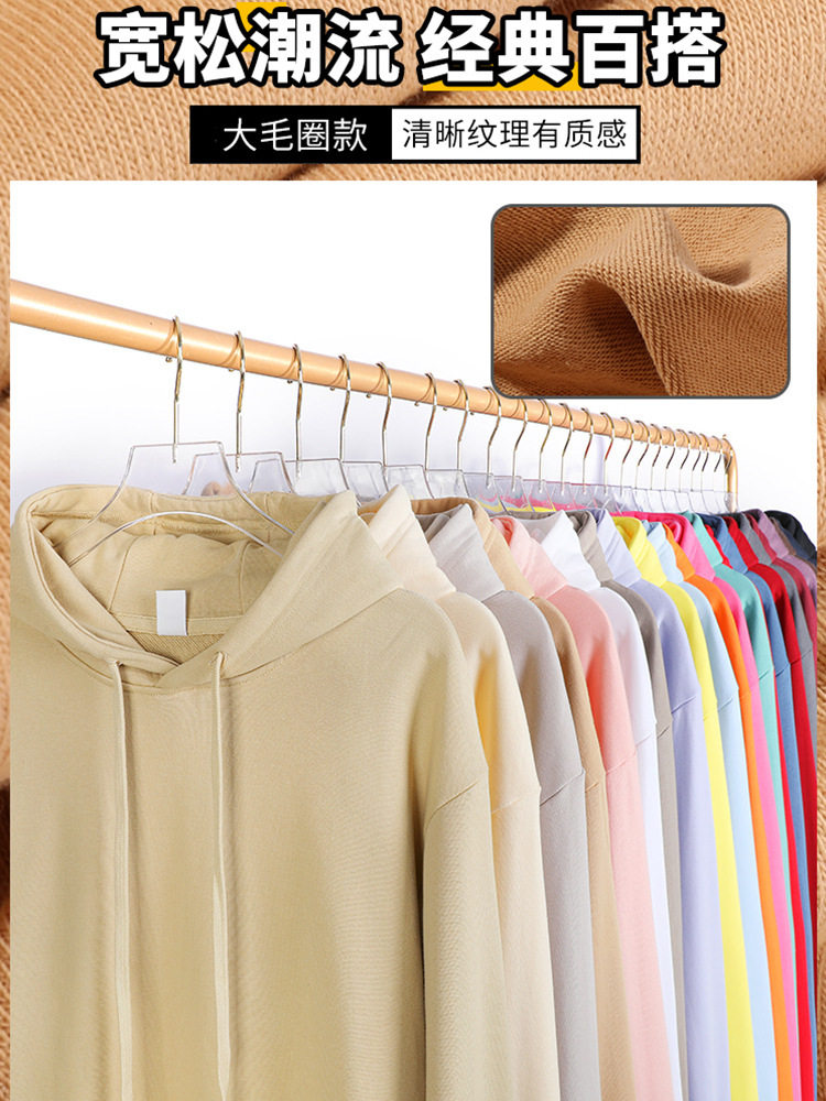 In-Stock 380g Heavyweight Terry Hooded Drop Shoulder Sweatshirt Unisex Solid Color Cotton Loose Sports Autumn Winter Hoodie Wholesale