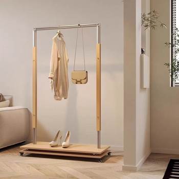Aluminum Profile Marine Board Clothing Store Floor-Standing Ins Simple Movable Clothes Rack Coat Rack