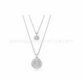 Double layer full diamond white gold necklace