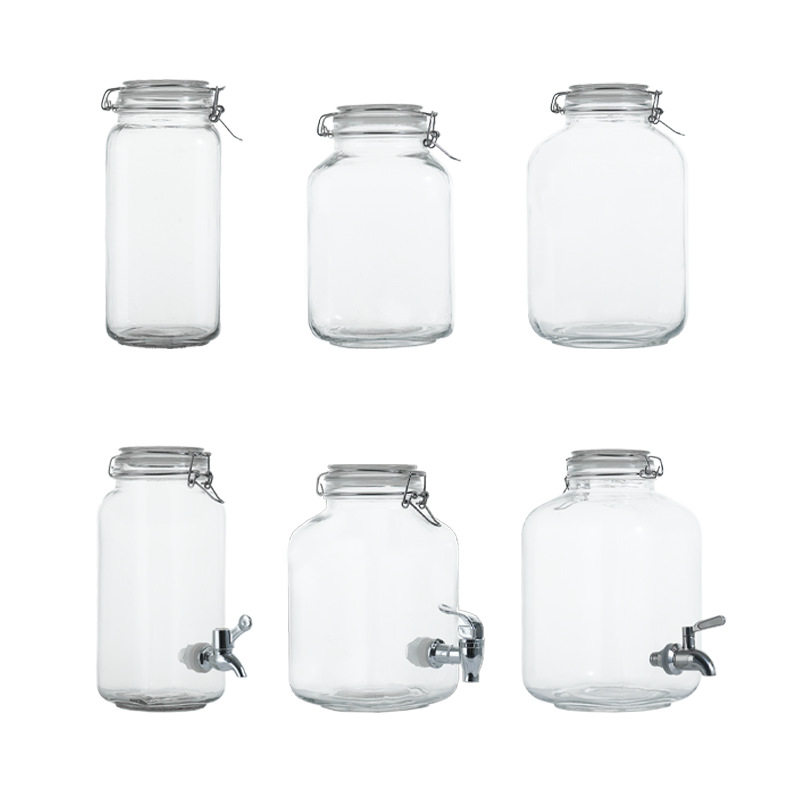 Large Sealed Glass Jar for Soaking Wine, Green Plum Wine Jar, Juice Barrel, Beverage Barrel, Household Container, Sealed Wine Jar