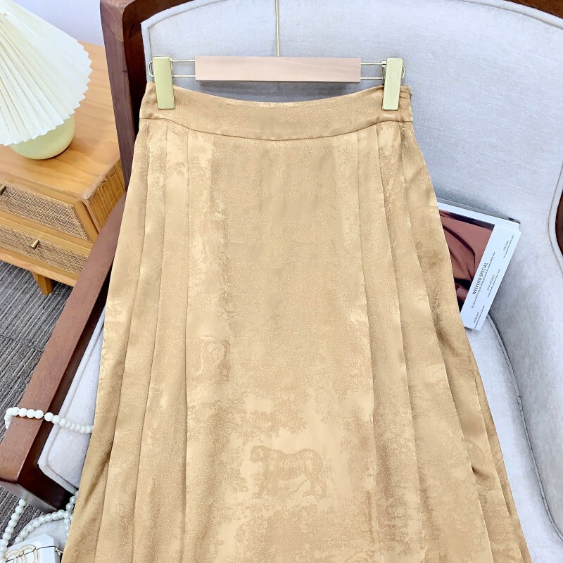 Chân váy dài lưng cao chất liệu sợi viscose dáng chữ A thanh lịch — Đen huyền, Trắng sữa, Vàng thông