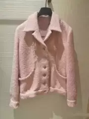 2025 Girl's Delight~Pink Lapel Wool Tweed Chanel-Style Jacket with Diamond Trim for Women