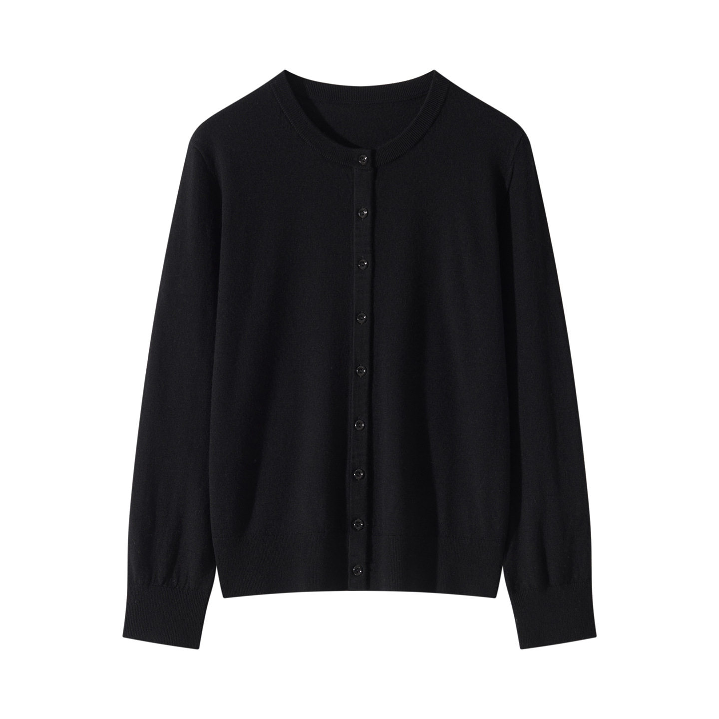 美丽诺精纺超细丝光羊毛衫女春秋薄款开衫圆领宽松外搭毛衣针织衫