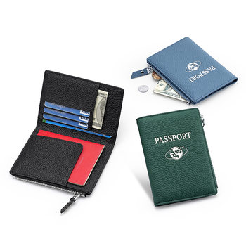 Cross-border Top-layer Cowhide RFID Passbook Bag Genuine Leather Multi-card ID Bag Silk Screen passport Passbook Holder