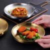 304 Stainless Steel Double Layer Barbecue Plate Korean-style Heat Insulated Western Food Plate Golden Snack Plate Thickened Anti-scalding Disc