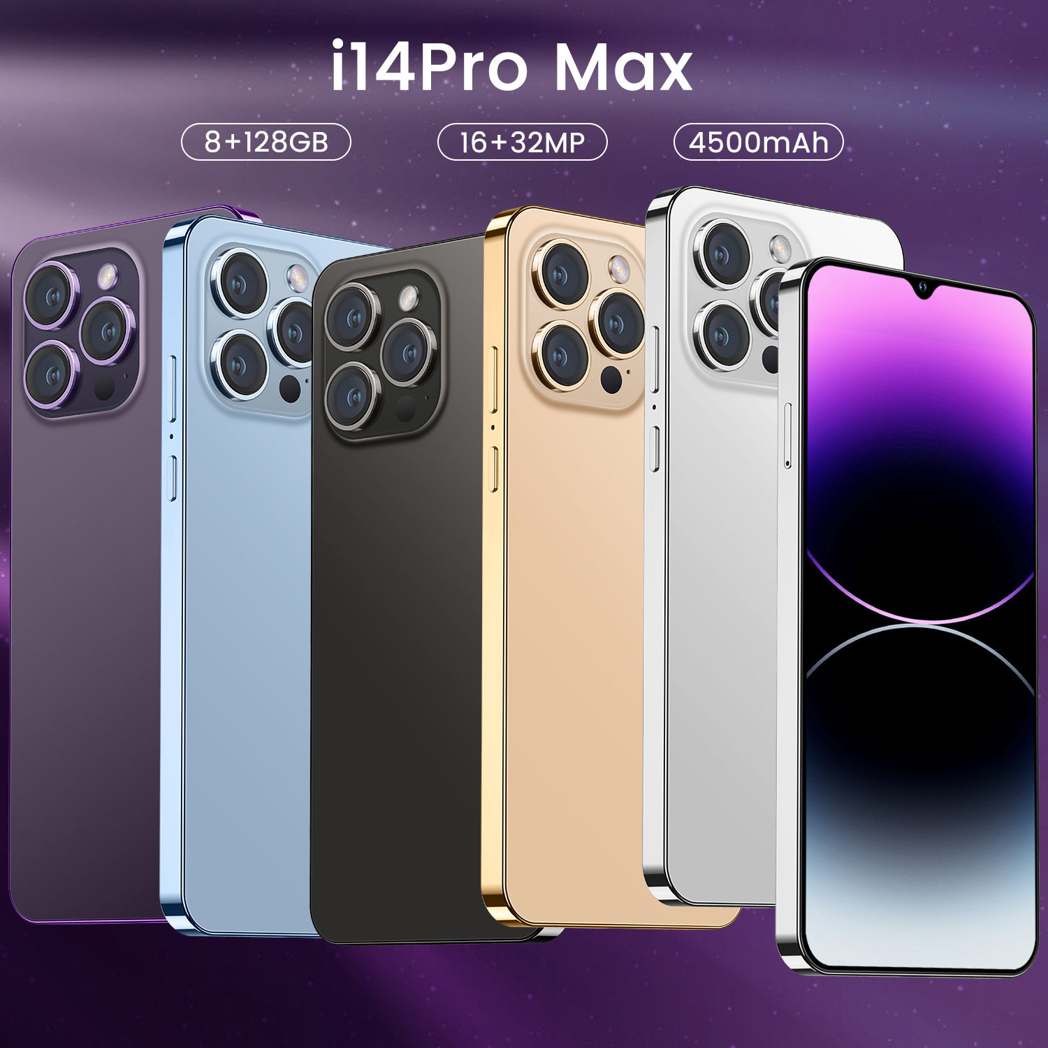 2025跨境手机I14 PRO MAX真4G网络3+32高端超大屏一体智能外贸手