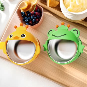 Hot New Silicone Dinner Plate Tableware Baby Food Supplemented Bowl Large Bowl Along One-piece Suction Bowl Cartoon Duckling