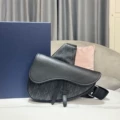 Black leather saddle bag