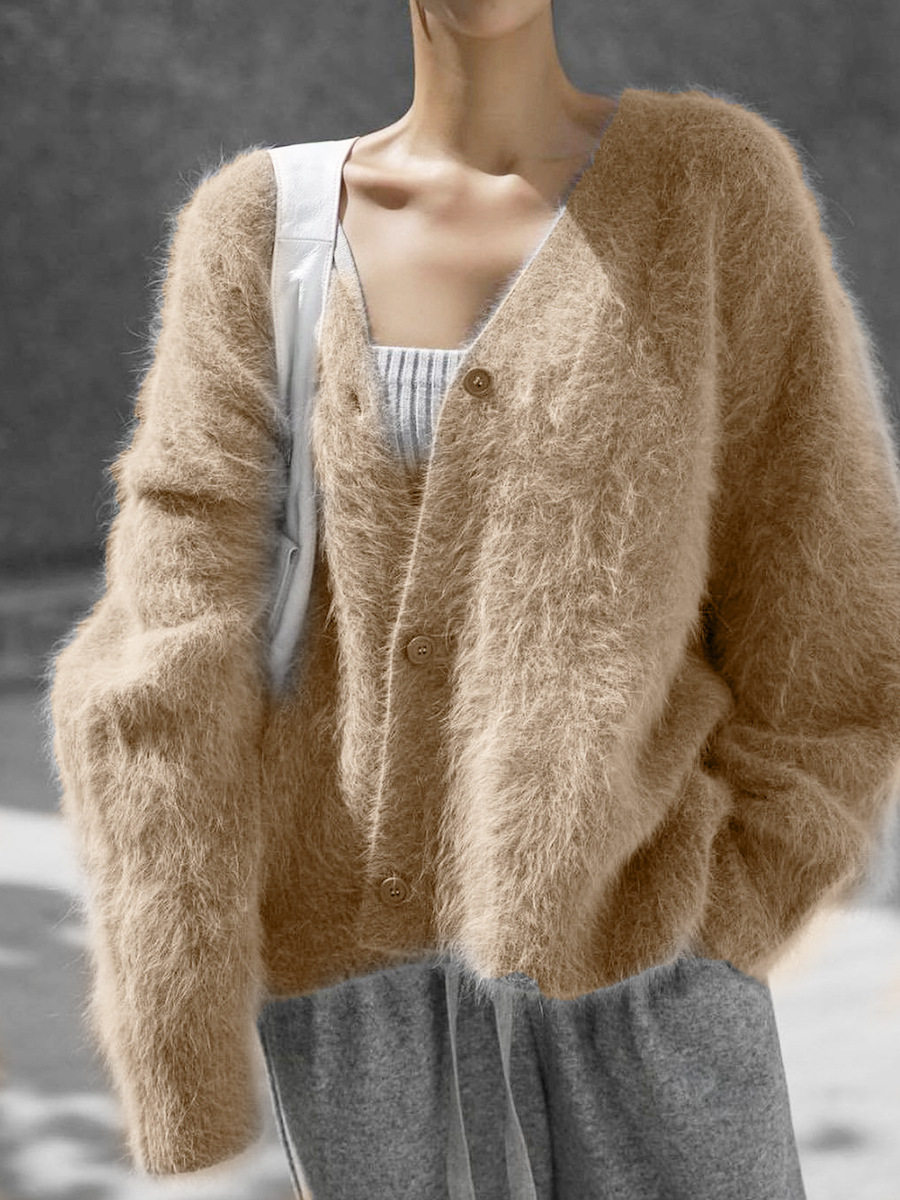 Womens Soft Knit Cardigan Faux Mink Loose Fit Long Sleeve Casual Spring and Autumn Wear Wholesale Available