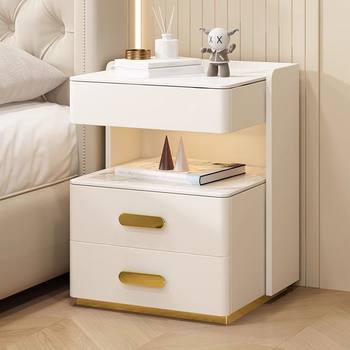 Smart Bedside Table, Light Luxury, Multifunctional Wireless Charging, Simple Modern Storage, Solid Wood Bedroom Bedside Table