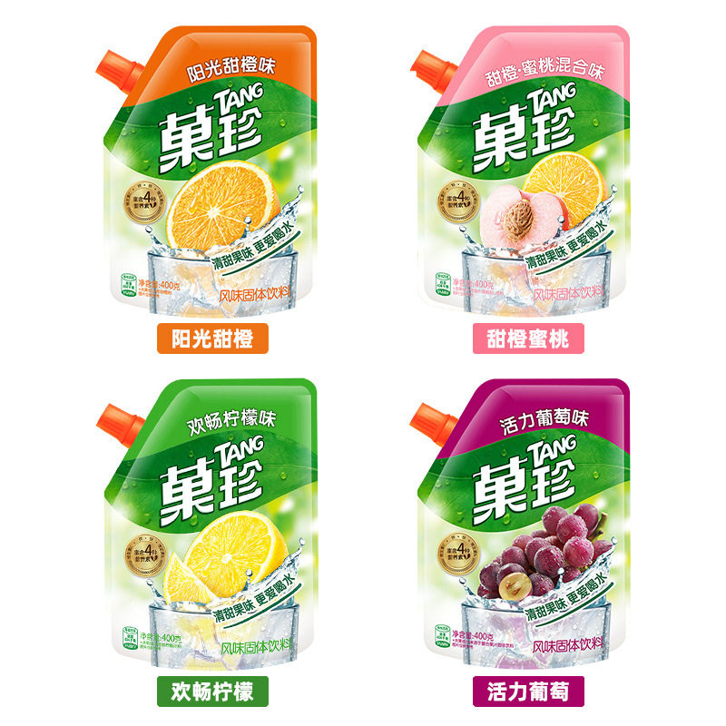 Kraft Fruit Treasure Sunshine Sweet Orange Flavor 400g*4 Bags with Spout for Instant Fruit Treasure Solid Beverage Juice Powder
