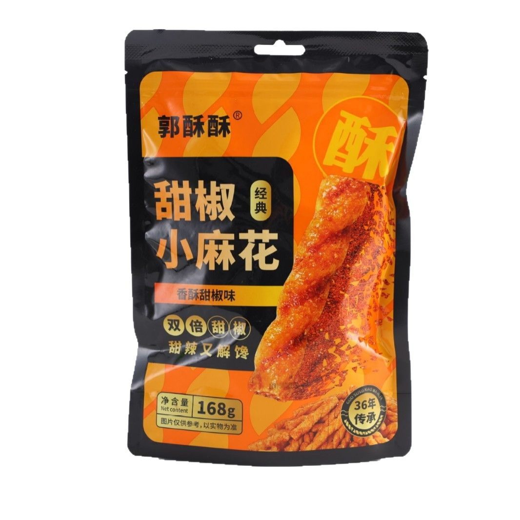 Guo crisp seaweed sweet pepper small twist net red explosion casual snacks independent packaging puffed snacks whole box wholesale