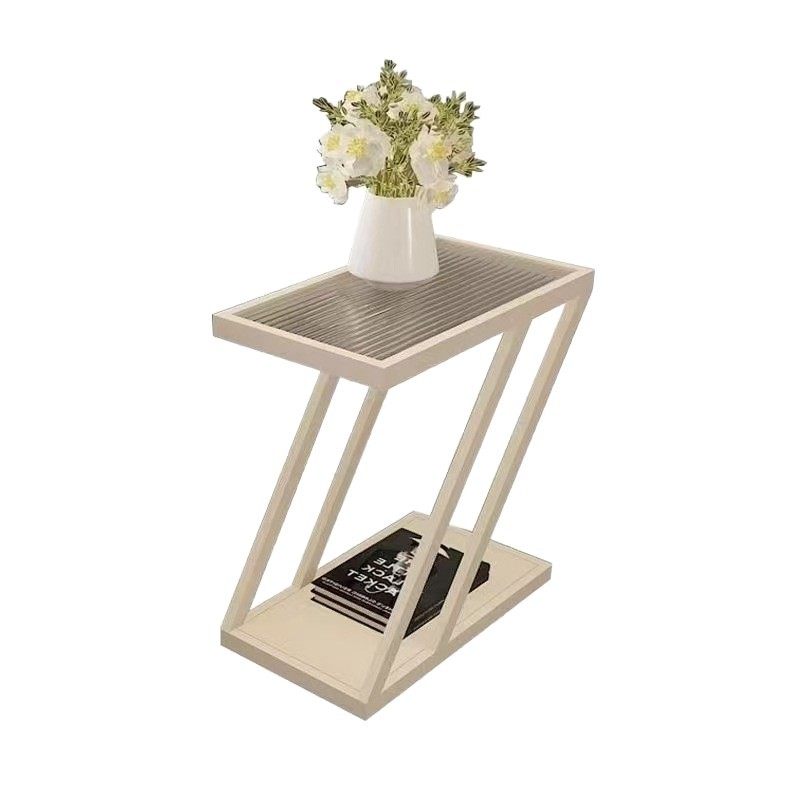 Living Room Sofa Side Table Changhong Glass Floor-Standing Storage Rack Iron Ultra-Narrow Bedside Table Small Narrow Corner Table