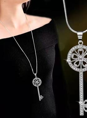 圆形水晶挂饰长款女百搭时尚项链