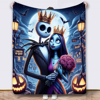 Temu Hot Sale Halloween Skeleton Jack Nightmare before Christmas Print Four Seasons Knitted Soft Warm Blanket