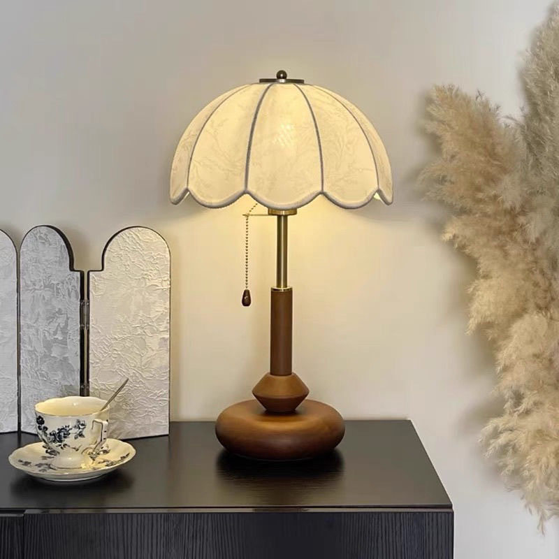 Mushroom Table Lamp Bedroom Bedside Lamp Retro Bauhaus Old Shanghai Study Decorative Ornaments Atmosphere Lamp Solid Wood Lamps