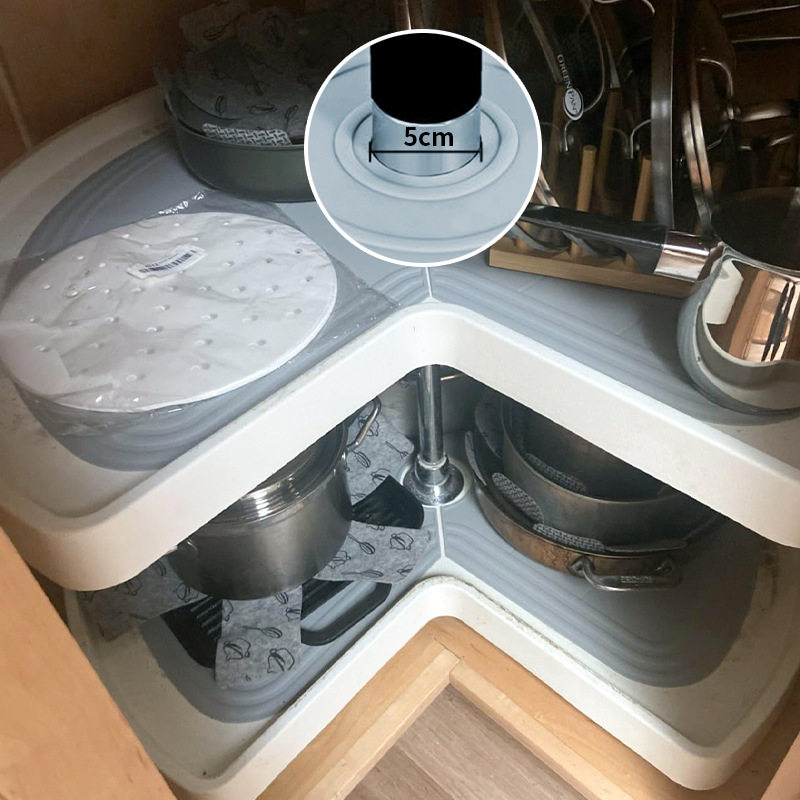 Cross-border silicone shelf liner easy to clean non-slip lazy Susan pad round kitchen liner non-slip cabinet liner